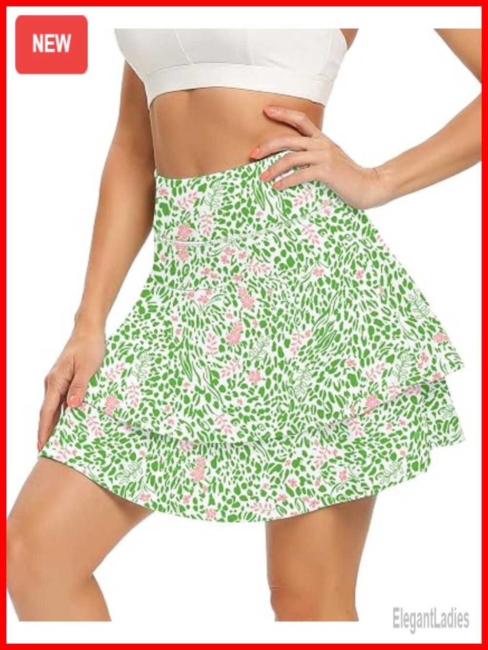 Women's Athletic Pleated Tennis Skirt with Pockets Built-in Shorts Ruffle Skort